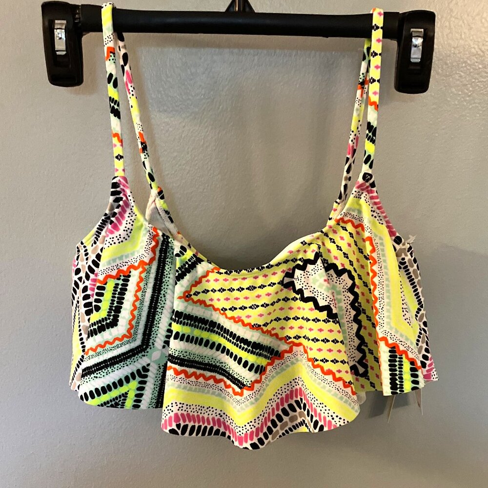 L A Hearts NWT Womens Swim Bikini Top Multi Color Size Large